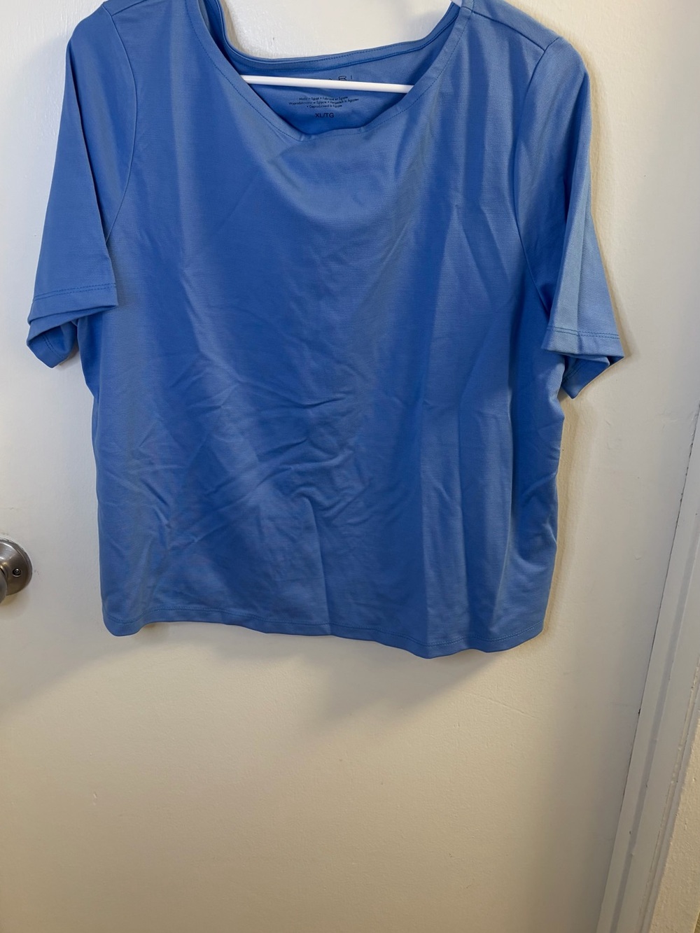 Tahari Blue Short Sleeve Crewneck Top Size XL NWOT